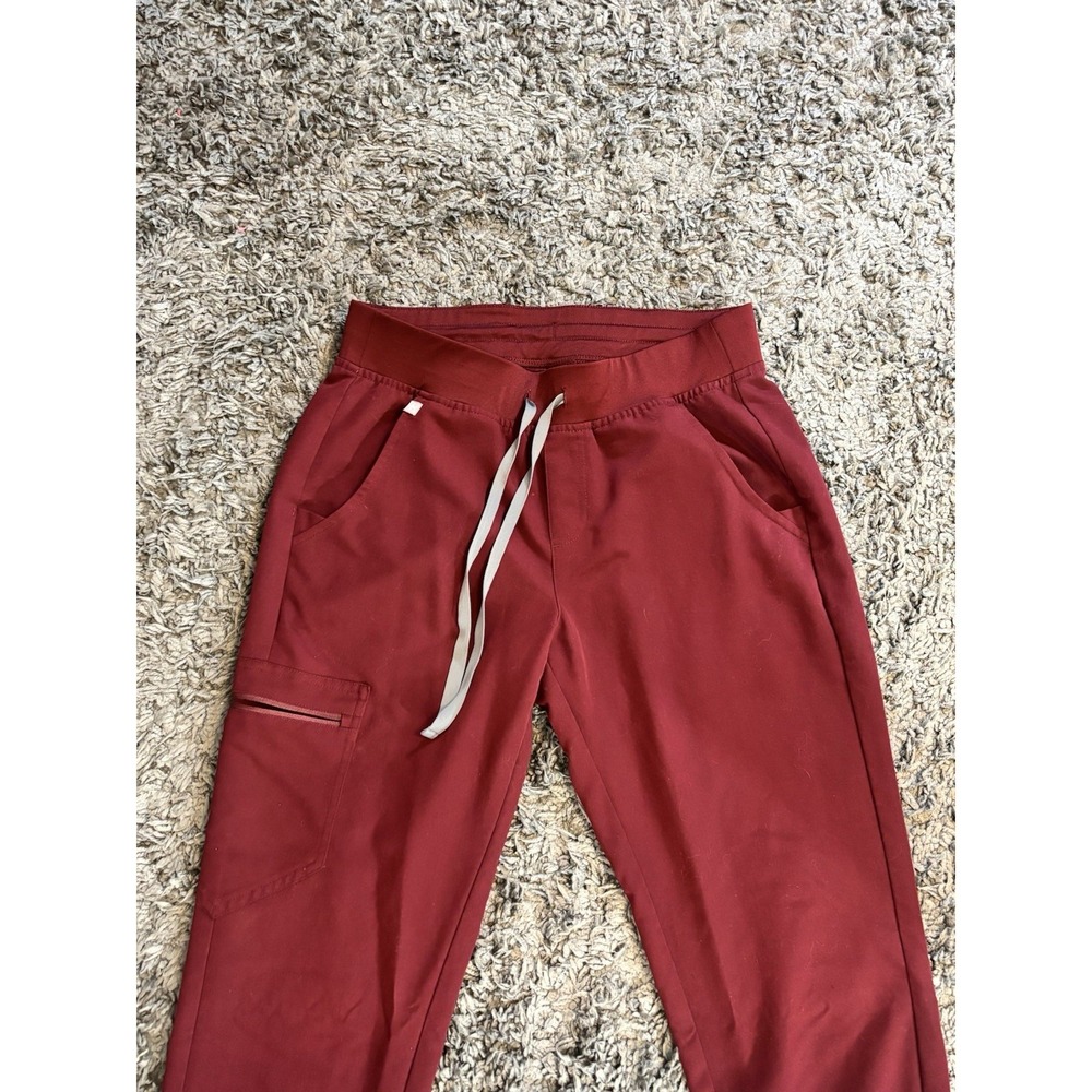 Figs Scrub Technical Collection Pants Joggers Maroon Drawstring Womens Sz S - Picture 2 of 10